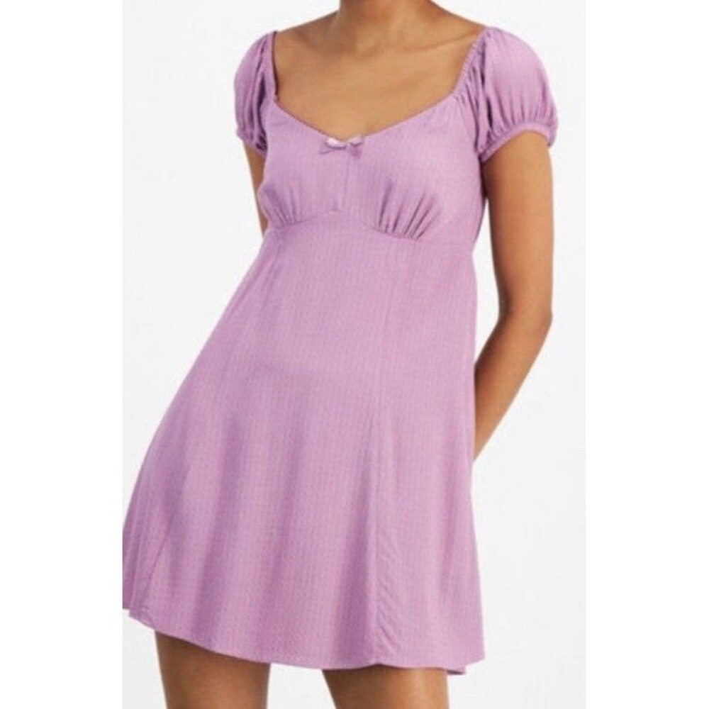 Self E Babydoll Dress M Cottage Milkmaid Fairy Y2K Purple Bow